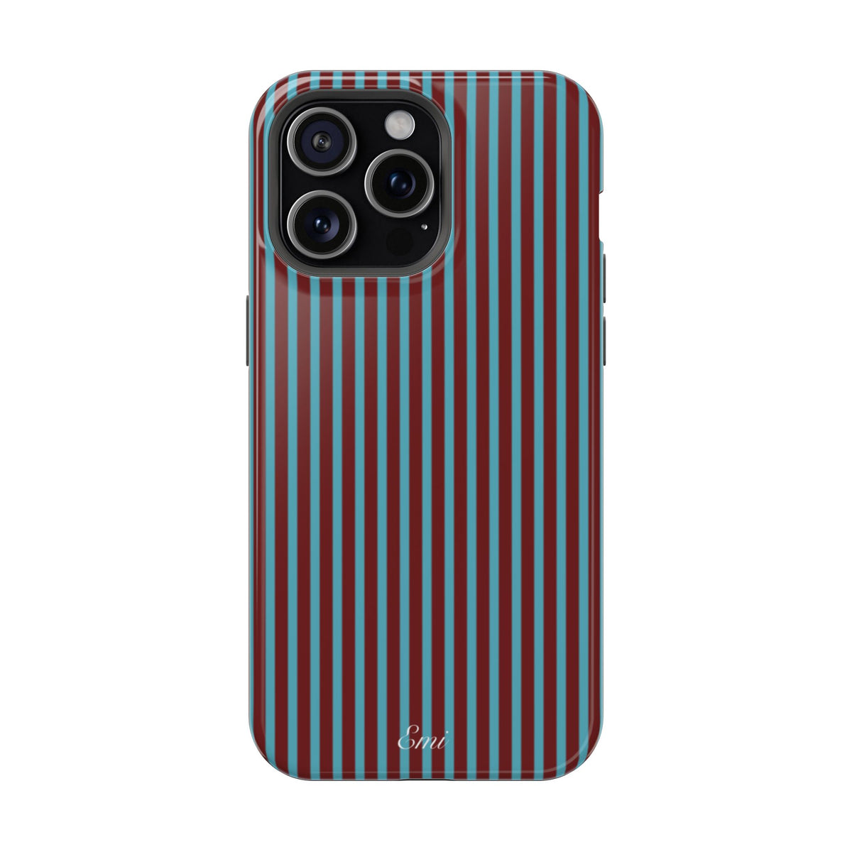 Retro Red & Teal Striped Phone Case