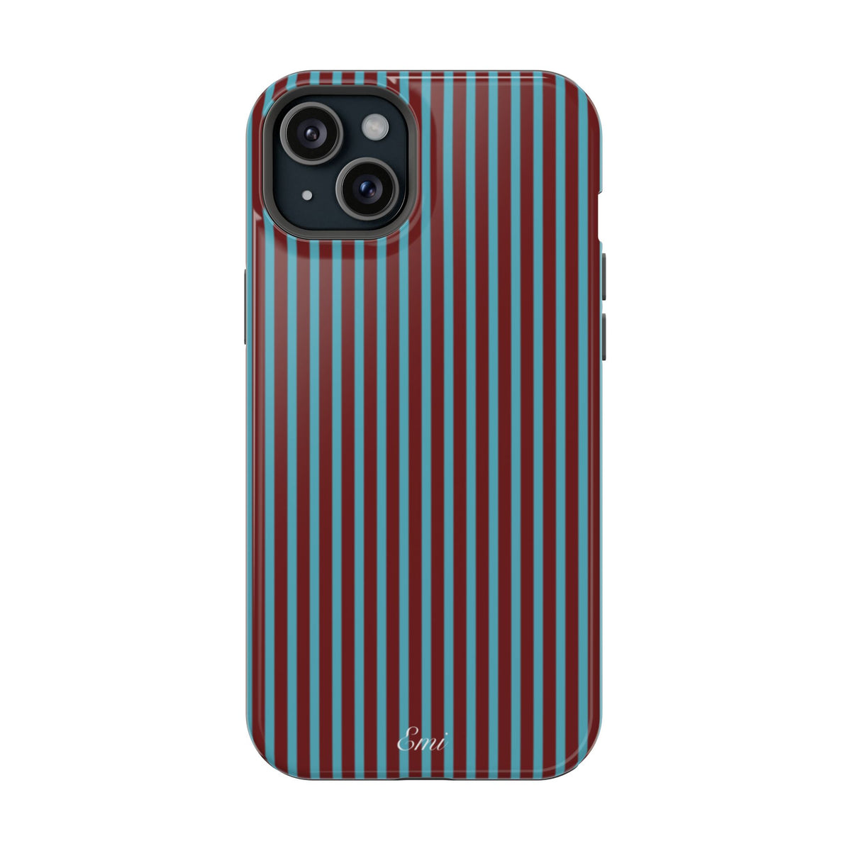 Retro Red & Teal Striped Phone Case