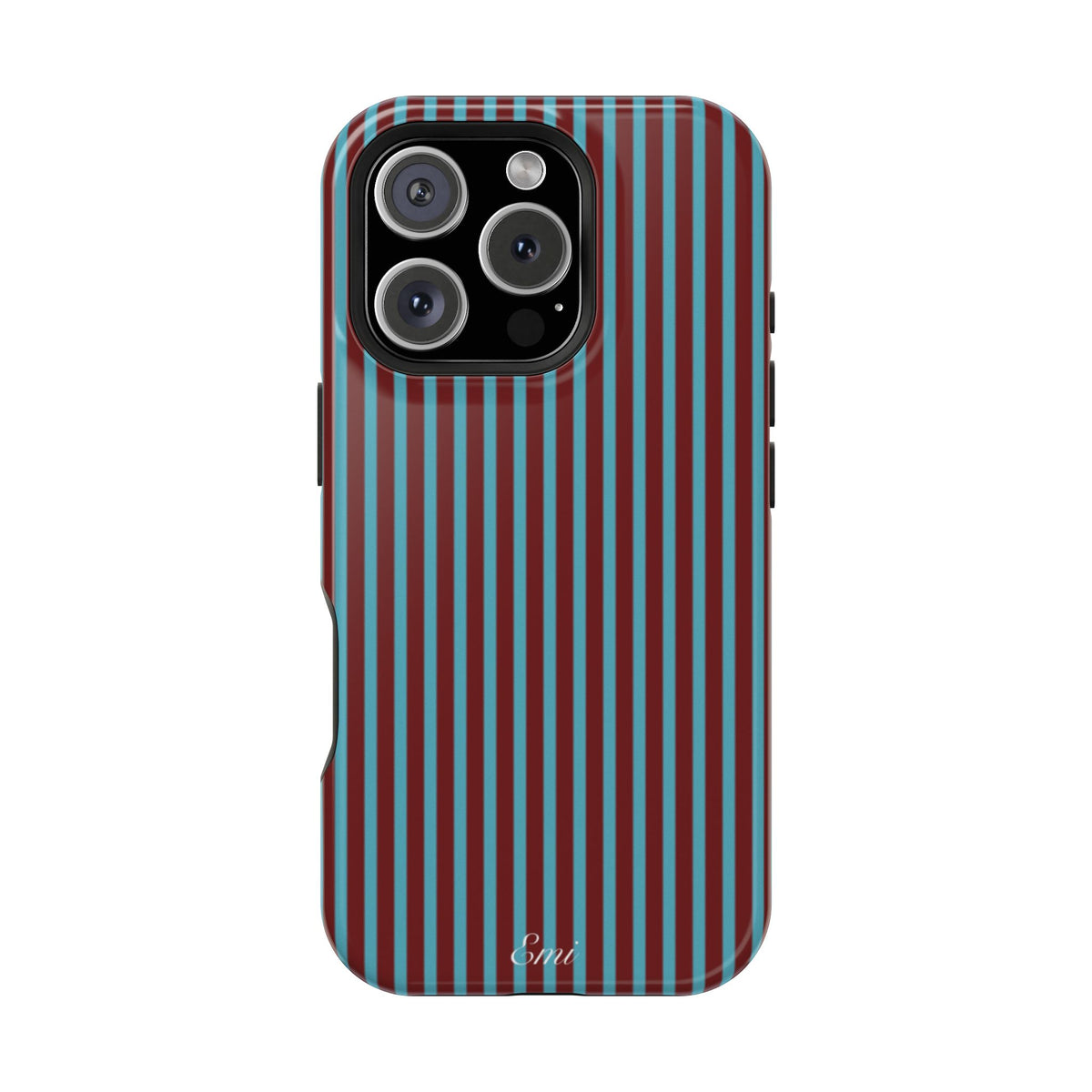 Retro Red & Teal Striped Phone Case