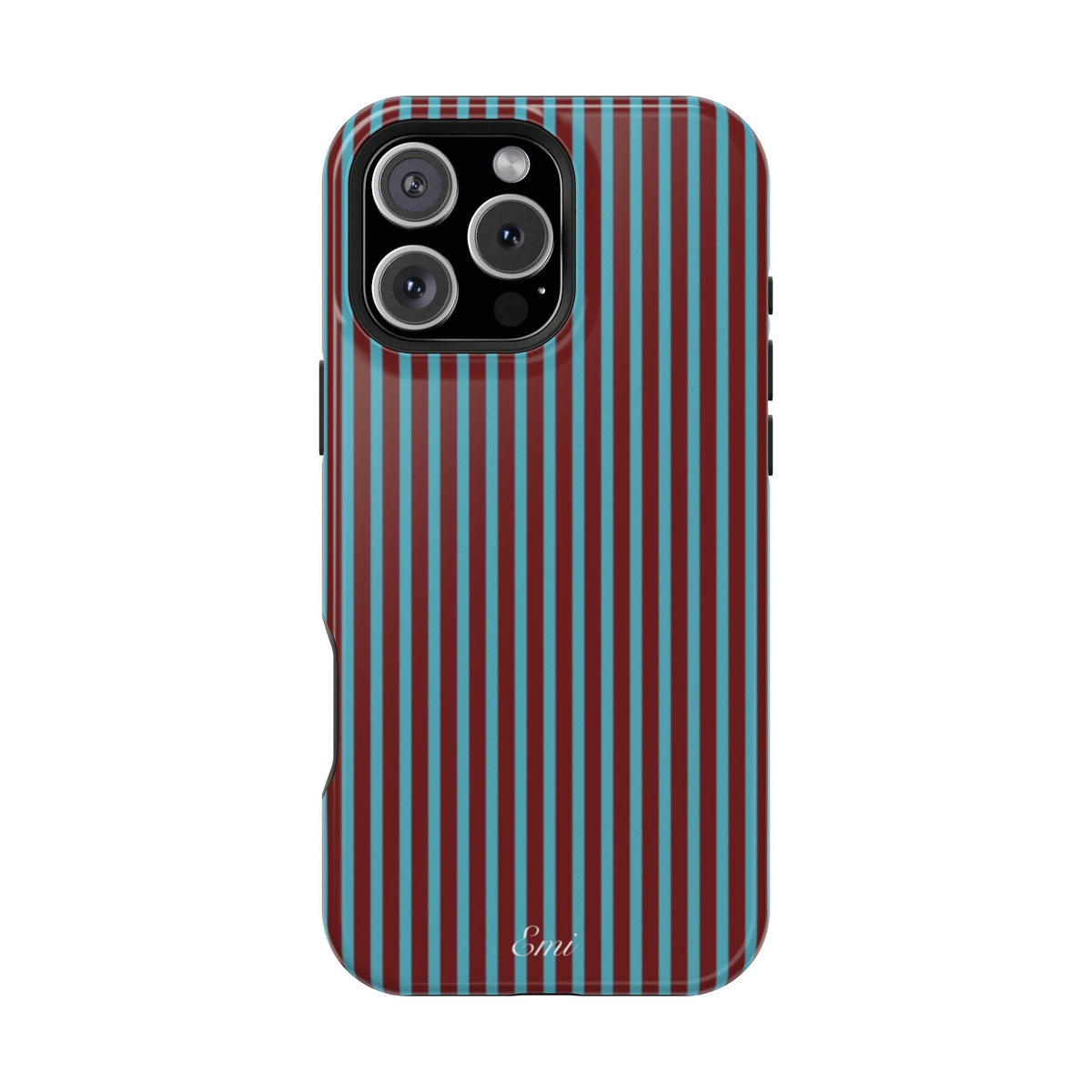 Retro Red & Teal Striped Phone Case