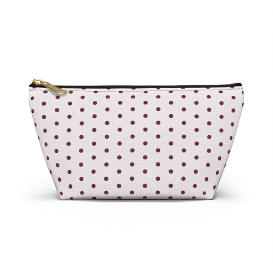 Maroon Polka Dot Accessory Bag