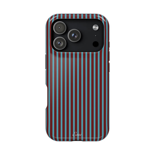 Retro Red & Teal Striped Phone Case