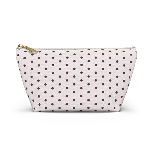 Maroon Polka Dot Accessory Bag